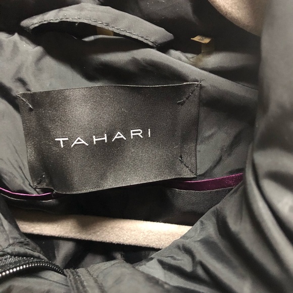 T Tahari Cammy rabbit fur trim long down coat - Picture 6 of 6